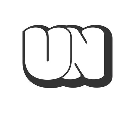 UN logo, bubble comic lettering, rounded in graffiti style black and white .. Stock Illustration