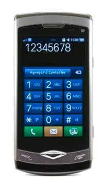 Un teléfono móvil con la pantalla para marcar castellano Stock Photos