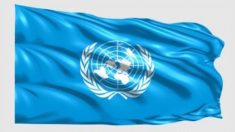 UN United Nations Flag Loop 4K UHD 3840 x 2160 with alpha channel Stock Footage 221485817