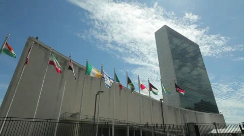 UN United Nations NY New York headquater tilt down 1080 24p Stock Footage