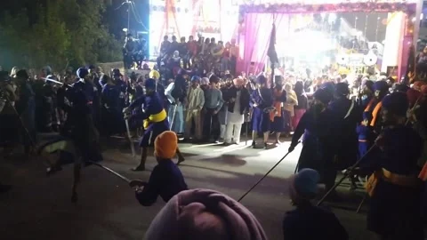 Una, Himachal Pradesh - 06 January 2025. Sikh martial art performance. Stock Footage 297292953