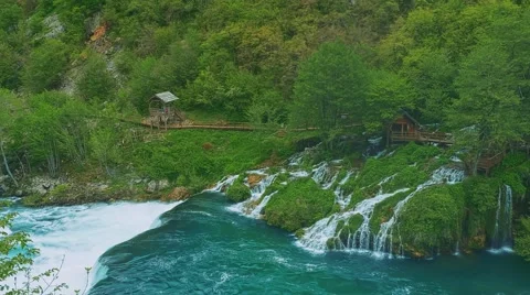 Una river waterfall Stock Footage 65261663