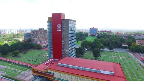 UNAM Drone cereal over Rectory tower National Autonomous University of Mexico  Vidéo 74600502