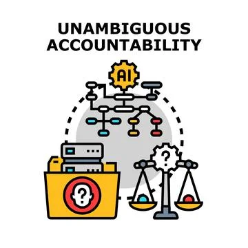 Unambiguous accountability in artificial intelligence and ethical decision .. Stock Illustration