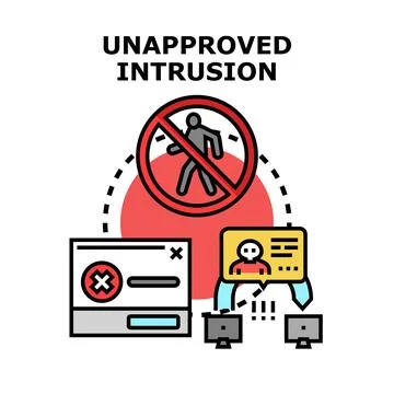 Unapproved intrusion concept with data and network security Stock Illustration