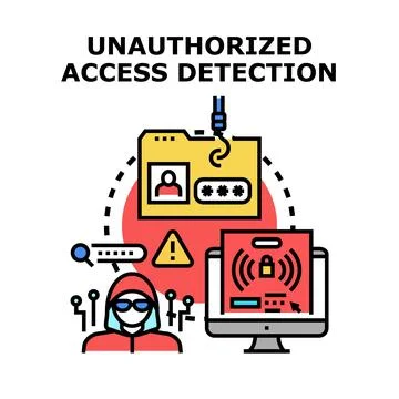Unauthorized access detection and cyber security concept イラスト素材