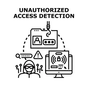 Unauthorized access detection and cyber security concept Stock Illustration