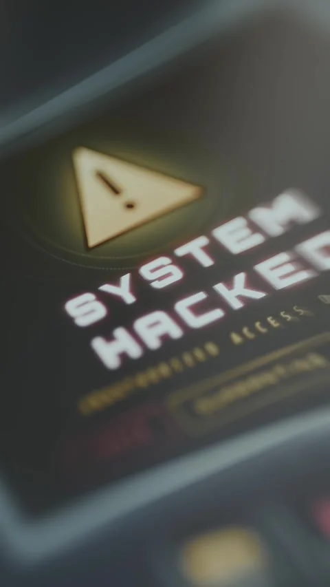 Unauthorized access identified with System Hacked security notification Stock Footage 335457776