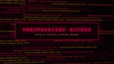 Unauthorized Access: Security Protocol Lockdown Engaged on Hostile Node Video stock 342554910