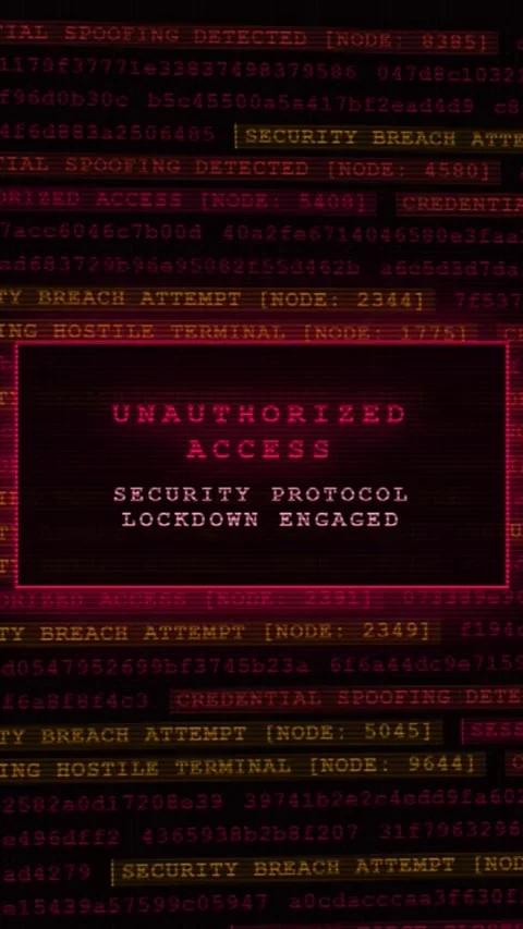 Unauthorized Access: Security Protocol Lockdown Engaged on Hostile Node Stock-Footage 342555015