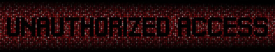 Unauthorized Access text on hex code illustration Stock Illustration