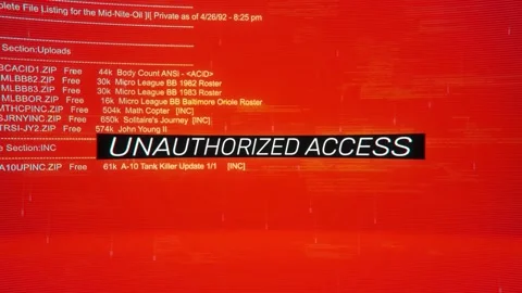 Unauthorized Access on warning hack background screen Stock Footage 342789324