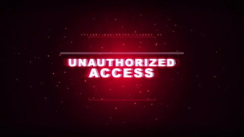 Unauthorized access warning message blinking on dark red digital screen, cy.. Stock Footage 347995483