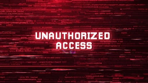 Unauthorized Access Warning Over Cybersecurity Glitch Error Animated Background Stock Footage 317565675