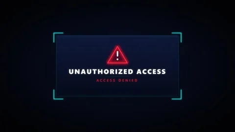 Unauthorized access warning screen with glowing red alert and digital hud i.. Stock Footage 337562598