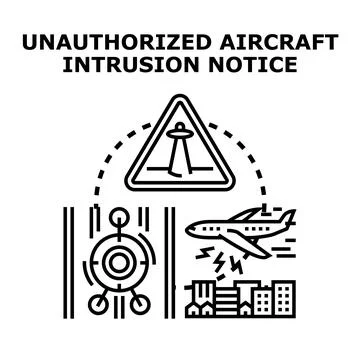 Unauthorized aircraft intrusion notice vector illustration concept Stock Illustration