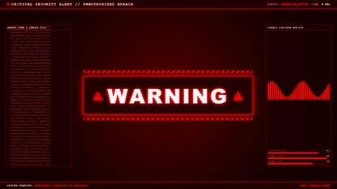 Unauthorized Breach Red Warning Security Intrusion Alert Animation. Stock Footage 347199270