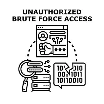 Unauthorized brute force access breaking digital security 库存插图