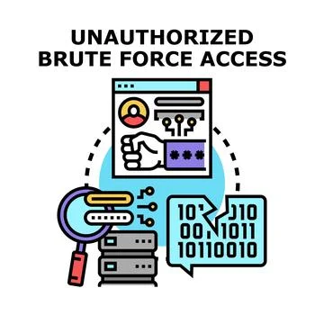 Unauthorized brute force access breaking digital security Stock Illustration