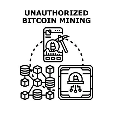 Unauthorized crypto coin mining concept illustrating illegal cryptocurrency Ilustración de archivo