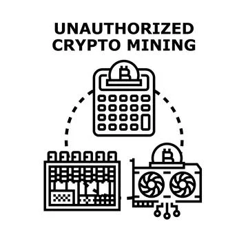 Unauthorized crypto mining concept vector illustration Stock Illustration