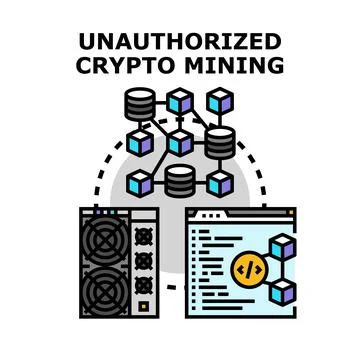 Unauthorized crypto mining concept vector illustration Illustrazione stock