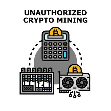 Unauthorized crypto mining concept vector illustration Stock Illustration