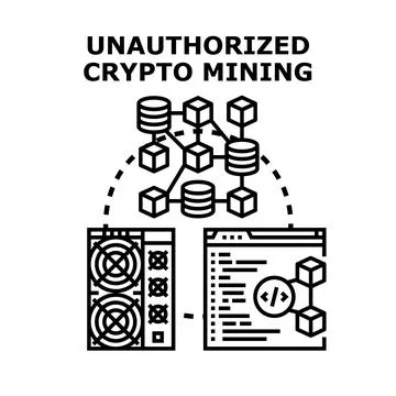 Unauthorized crypto mining concept vector illustration Stock Illustration