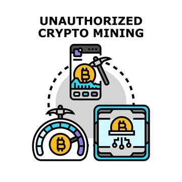 Unauthorized crypto mining process vector color illustration Stock Illustration