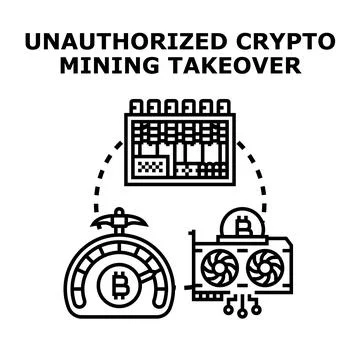 Unauthorized crypto mining takeover concept vector Illustrazione stock
