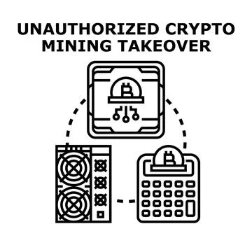Unauthorized crypto mining takeover concept illustration Stockillustratie