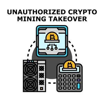 Unauthorized crypto mining takeover concept illustration Stock Illustration