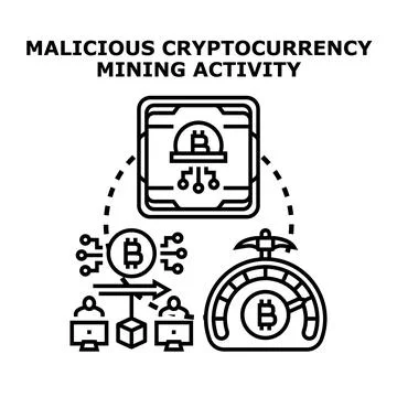 Unauthorized cryptocurrency mining activity concept vector illustration Stock Illustration