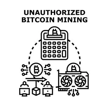 Unauthorized cryptocurrency mining concept vector illustration Stock Illustration