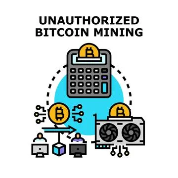 Unauthorized cryptocurrency mining concept vector illustration Stock Illustration