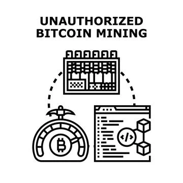 Unauthorized cryptocurrency mining operation concept Stock Illustration