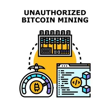 Unauthorized cryptocurrency mining operation concept Stock Illustration