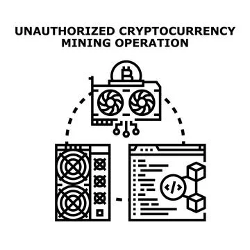 Unauthorized cryptocurrency mining operation icon concept Illustrazione stock