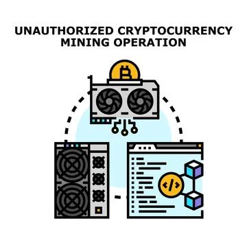 Unauthorized cryptocurrency mining operation icon concept Stock Illustration