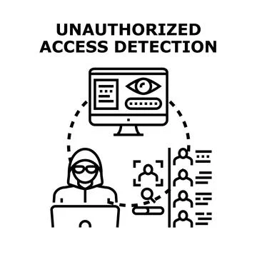 Unauthorized cyber access detection with digital security monitoring Illustrazione stock