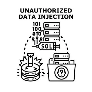 Unauthorized data injection concept introducing security breach risk 스톡 일러스트