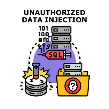 Unauthorized data injection concept introducing security breach risk Stock Illustration