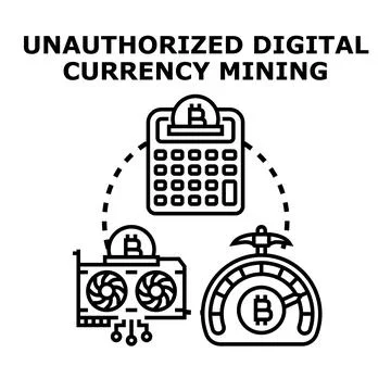 Unauthorized digital currency mining concept vector illustrating cybercrime Stock Illustration