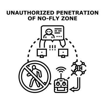 Unauthorized drone no fly zone penetration concept Stock Illustration