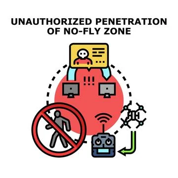 Unauthorized drone no fly zone penetration concept Stock Illustration