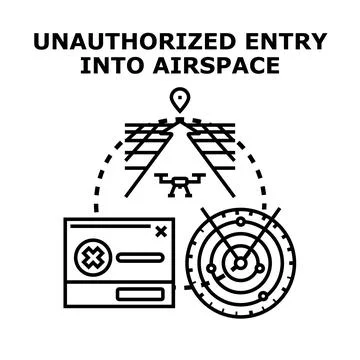 Unauthorized entry into airspace concept flying drone 库存插图