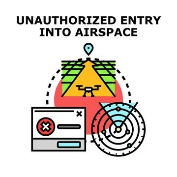 Unauthorized entry into airspace concept flying drone 库存插图