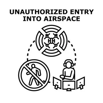 Unauthorized entry airspace drone flying protection concept Stock Illustration