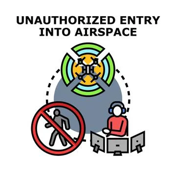 Unauthorized entry airspace drone flying protection concept Illustrazione stock