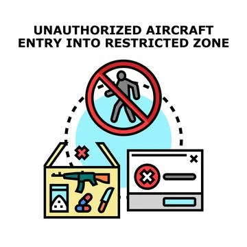 Unauthorized entry, restricted zone, security, forbidden items concept Stock Illustration